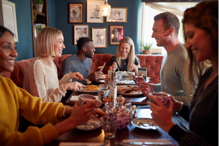 People eating around a table