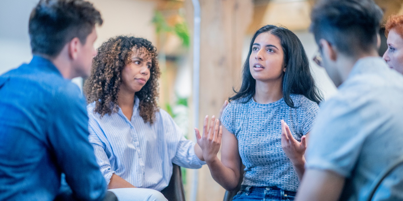 People in group talking 