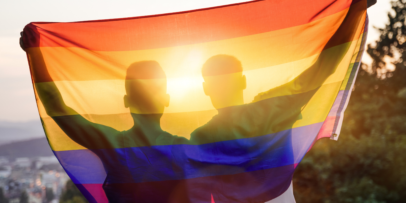 Couple with pride flag